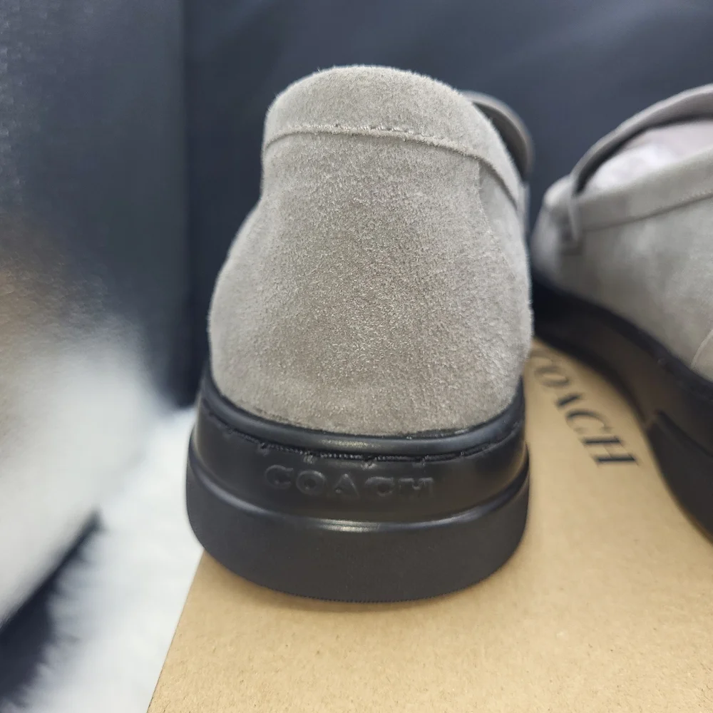 Coach Men's Gray Suede Loafers - Picture 4 of 9